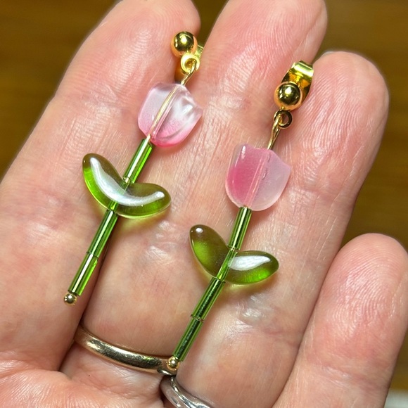 Hand Crafted Jewelry - 3/$25 Pink Tulip Drop Earrings